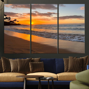 Tropical Beach Wall Art – Framed Sunset Ocean Canvas