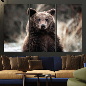 Brown Bear Wall Art Canvas Print – Framed Majestic Woodland