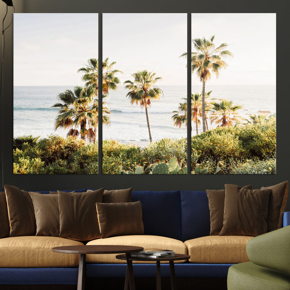 California Coast Palm Trees Wall Art Canvas Print – Framed