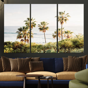 California Coast Palm Trees Wall Art Canvas Print – Framed