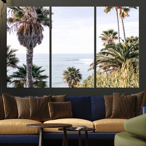 Coastal Palm Trees Wall Art Canvas Print – Framed Ocean