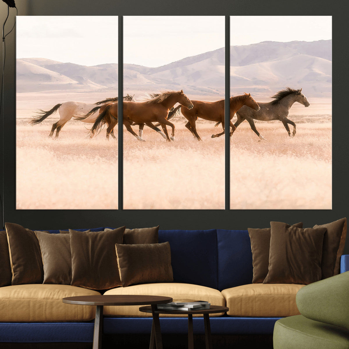 Wild Horse Wall Art Canvas Print – Framed Rustic Western Art