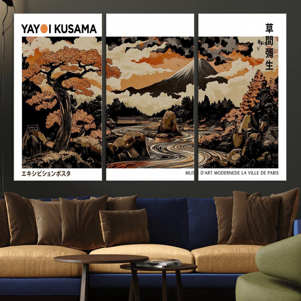 Modern Japanese Wall Art Canvas Print – Framed Abstract