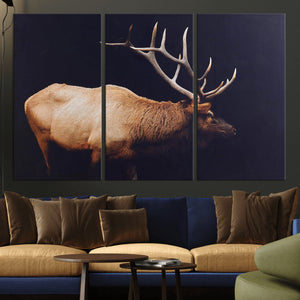 Rustic Elk Wall Art Canvas Print – Framed Moody Wildlife Art