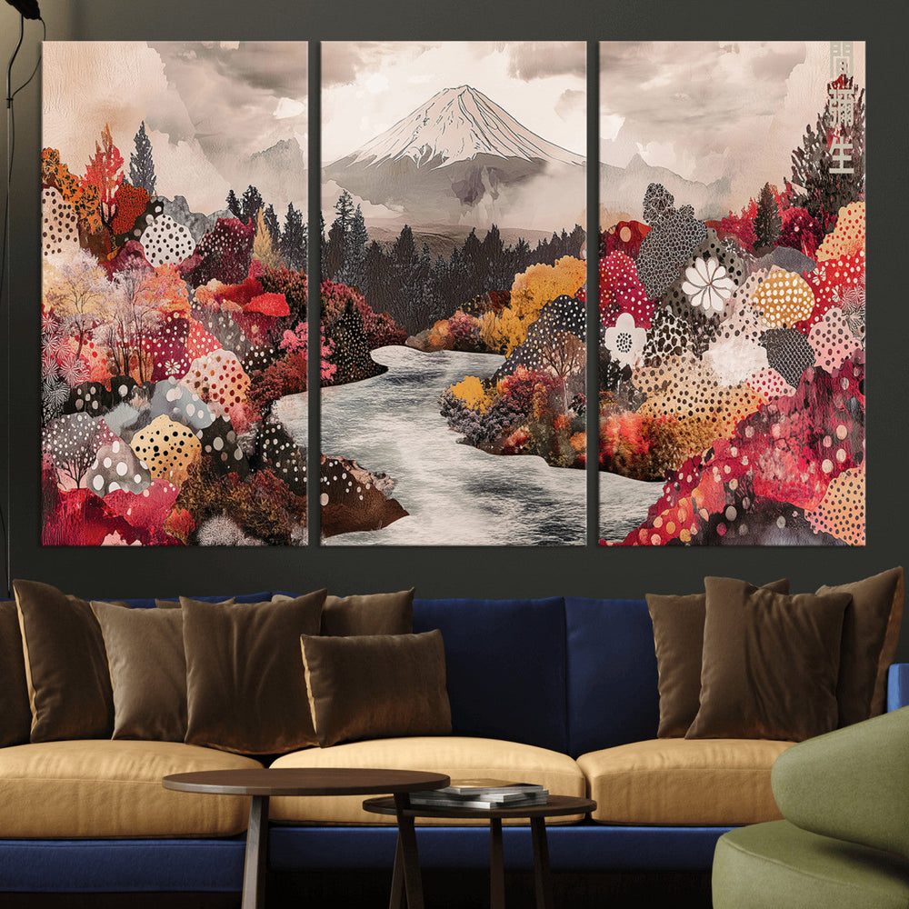 Mountain Wall Art Canvas Print – Framed Autumn Forest