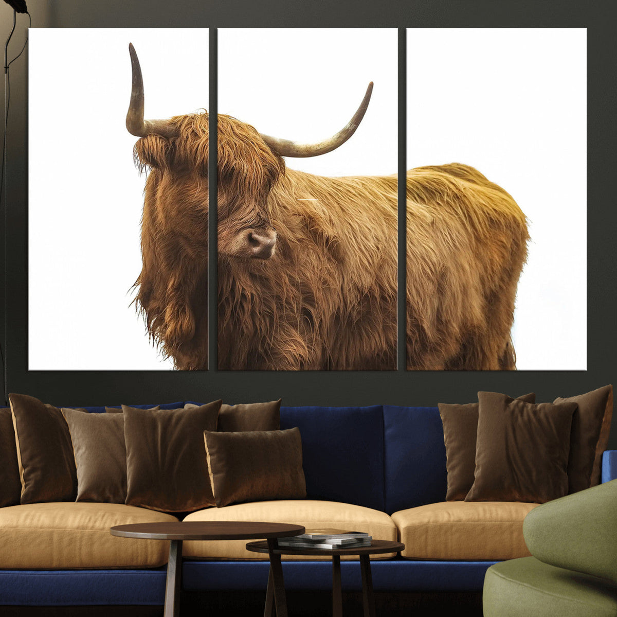 Highland Cow Wall Art Canvas Print – Framed Farmhouse Rustic