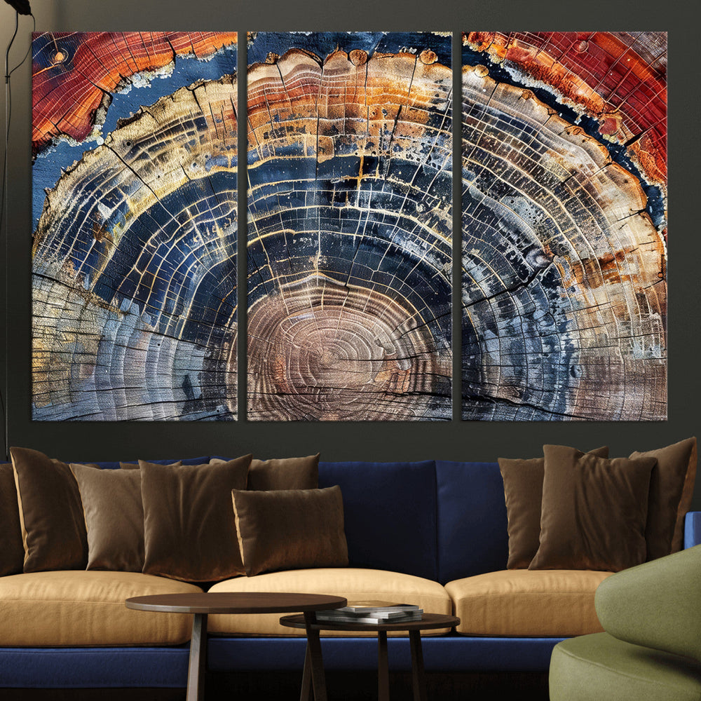 Tree Rings Wall Art Canvas Print – Framed Wood Art Picture