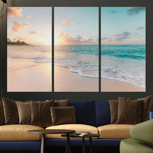 Beach Sunset Wall Art Canvas Print – Framed Ocean Waves