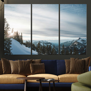 Snowy Mountain Wall Art Canvas Print – Frosty Peaks Alpine