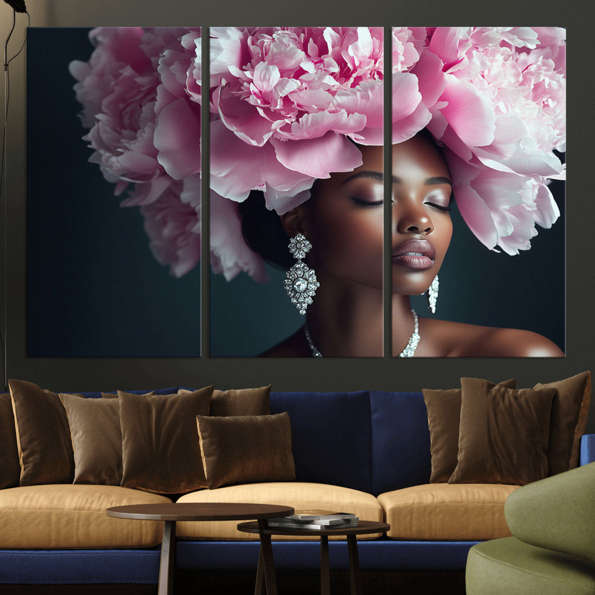 Black Beauty Petal Crown Wall Art Canvas Print – Floral
