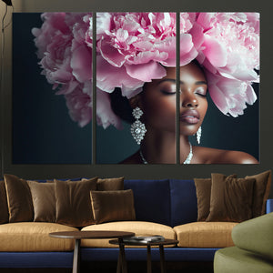 Black Beauty Petal Crown Wall Art Canvas Print – Floral