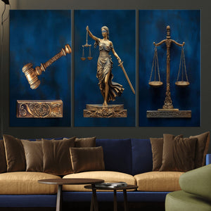 Lady Justice Wall Art Canvas Print – Elegant Gold Legal