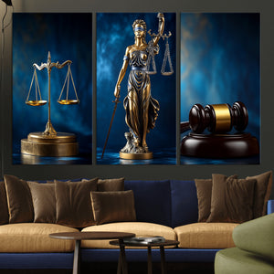 Lady Justice Wall Art Canvas Print – Elegant Gold Legal