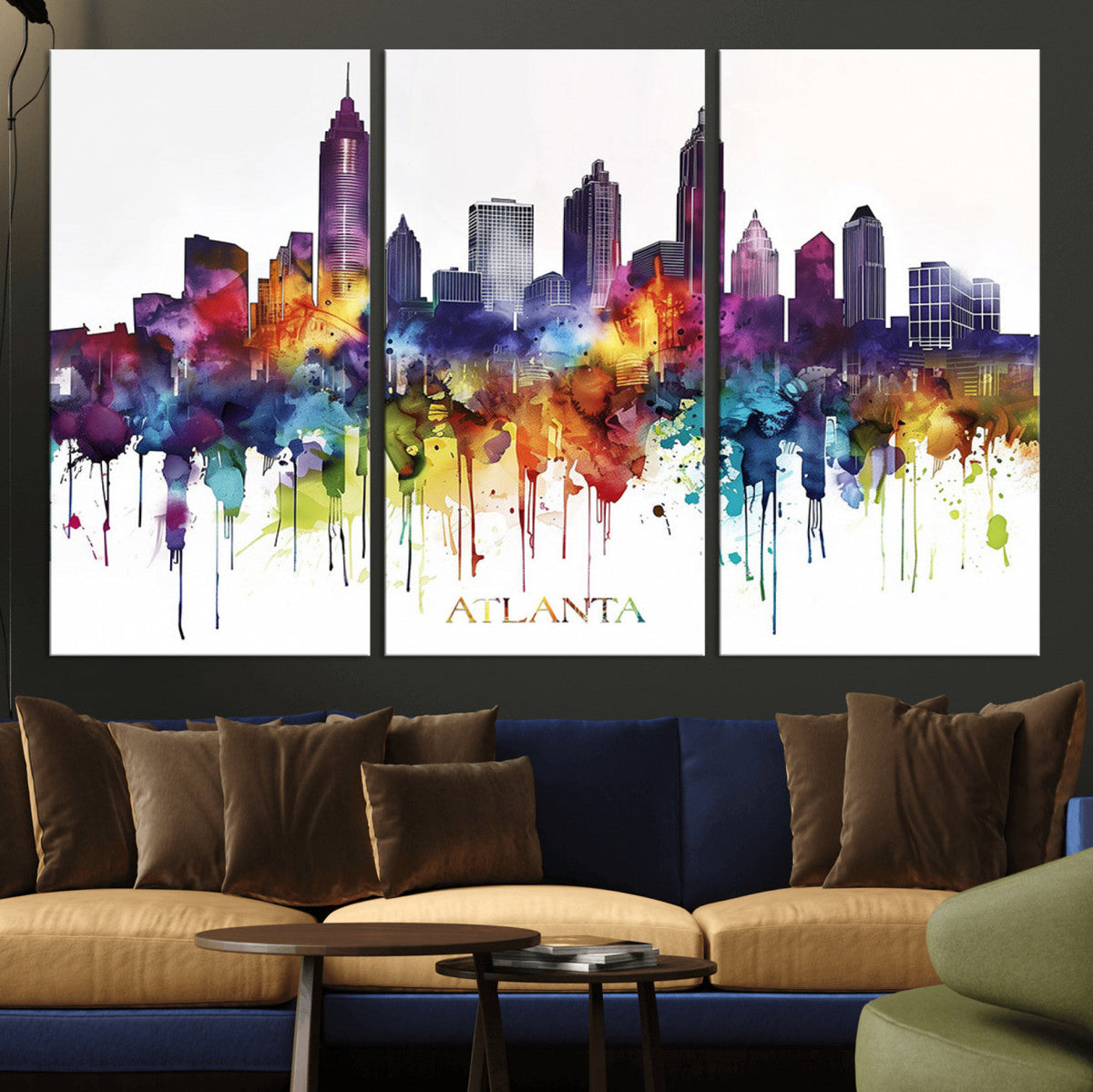 Atlanta Skyline Wall Art Canvas Print – Framed Colorful