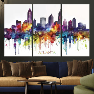 Atlanta Skyline Wall Art Canvas Print – Framed Colorful