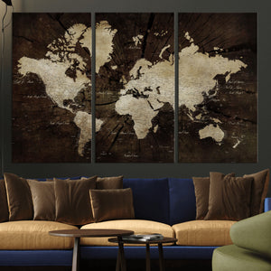 World Map Wall Art Canvas Print – Framed Travel Map Wall Art
