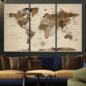 World Map Canvas Print – Framed Detailed Map of the World