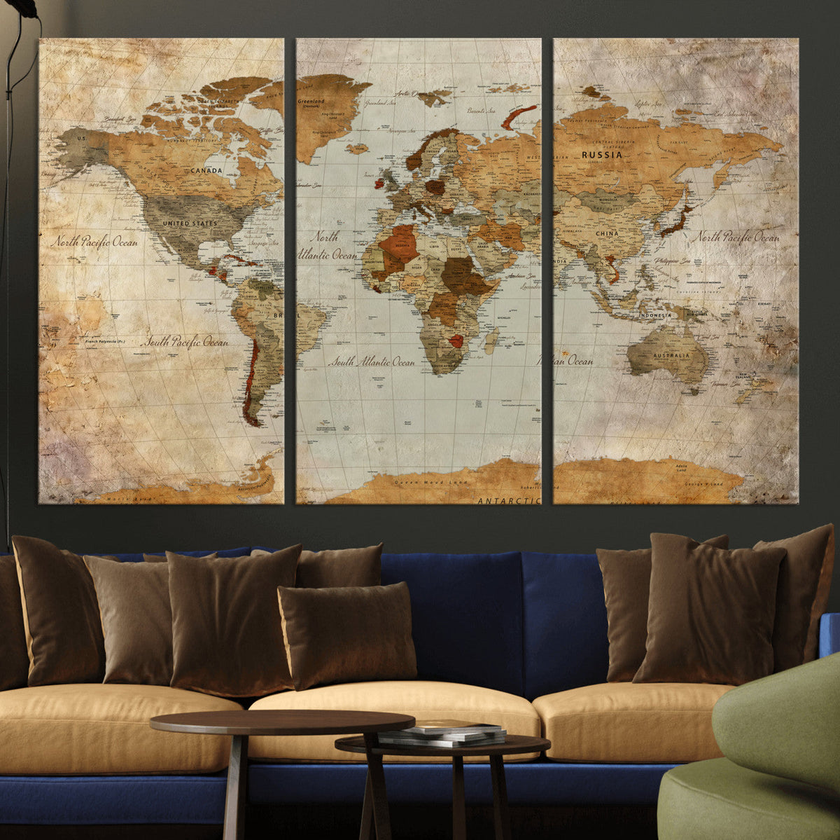 World Map Canvas Print – Detailed Map of the World Wall Art
