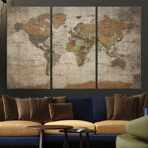 World Map Canvas Print – Framed Travel Map Wall Art for