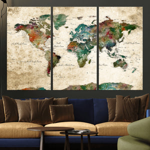 World Map Canvas Print – Framed Detailed Map of the World