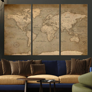 World Map Canvas Print – Framed Travel Map Wall Art for