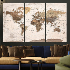 World Map Canvas Print – Framed Travel Map Wall Art for