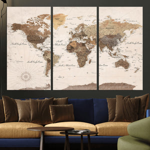 World Map Canvas Print – Framed Detailed Map of the World