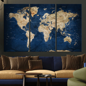 World Map Canvas Print – Framed Travel Map Wall Art for