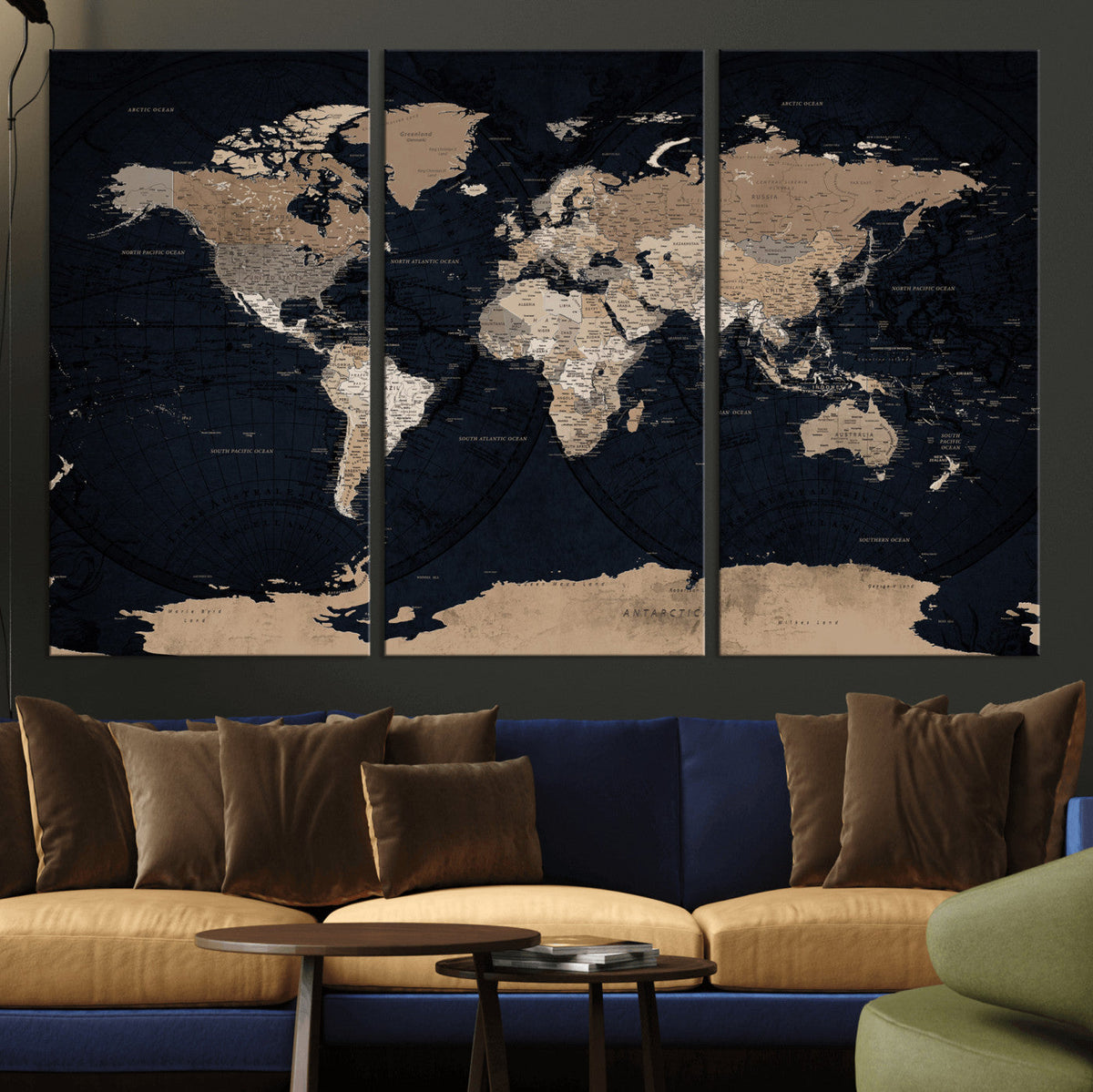 Grunge Wall Art World Map Canvas Print