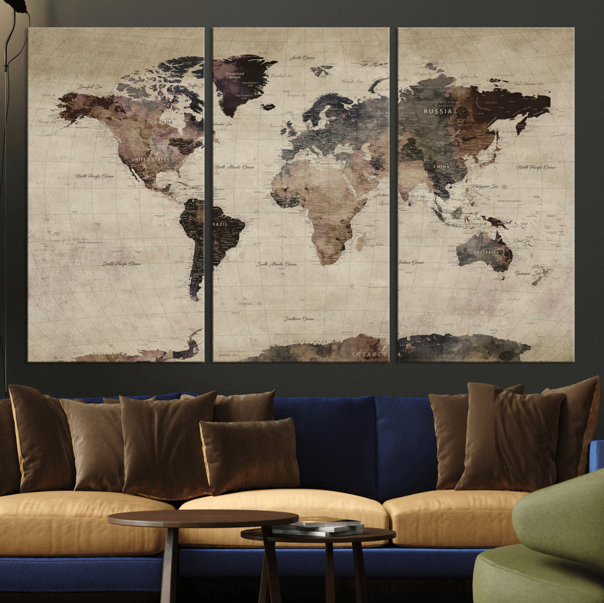 World Map Canvas Print – Detailed Map of the World Adventure