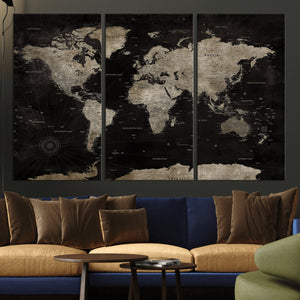 Detailed World Map Wall Art Print - Large Framed World Map