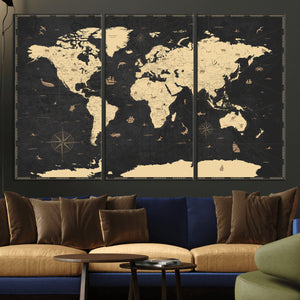 World Map Canvas Print – Detailed Map of the World Wall Art