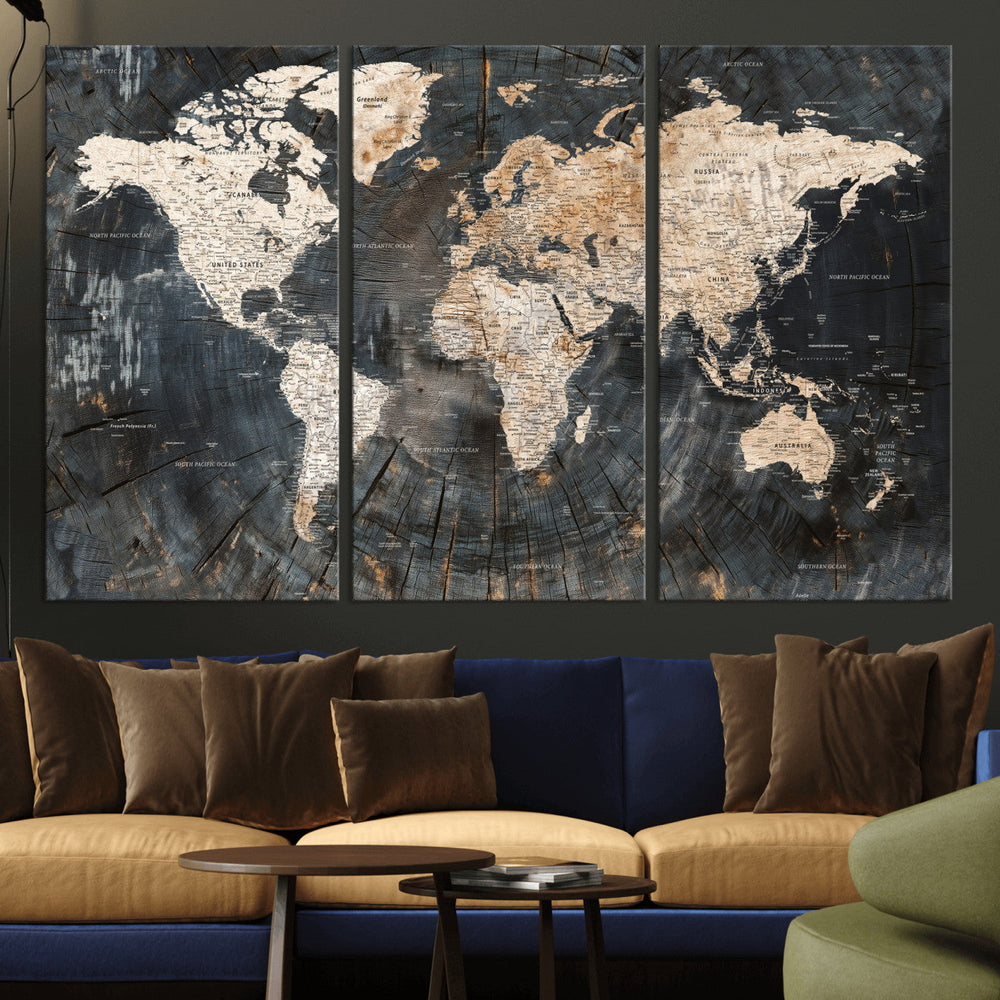 World Map Canvas Print – Detailed Map of the World Wall Art