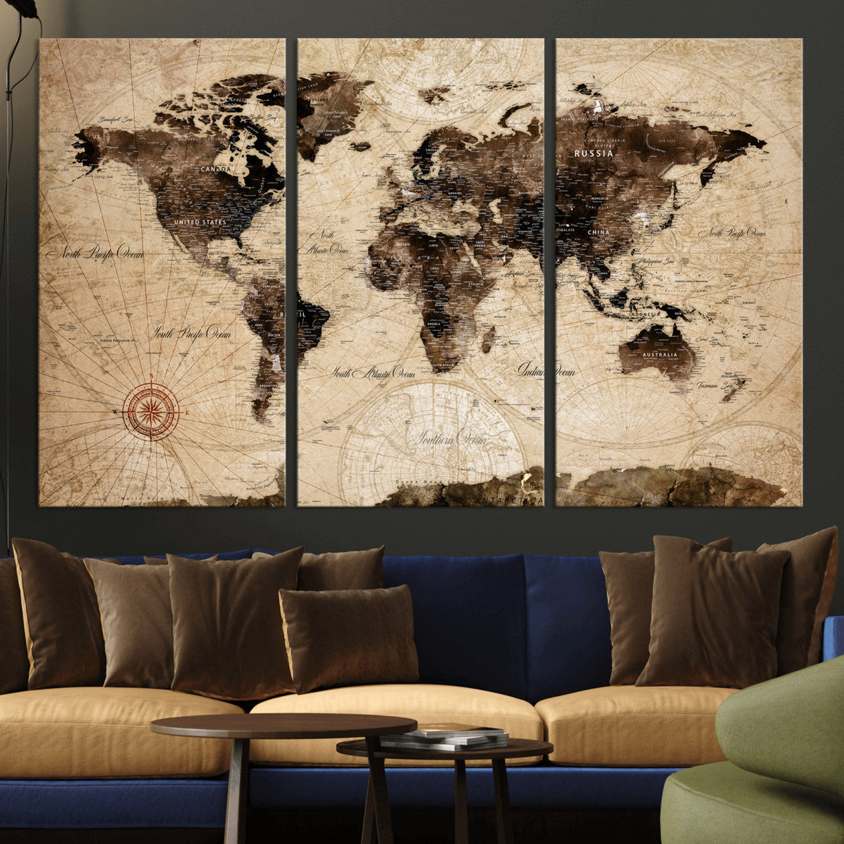 World Map Wall Art Canvas Print