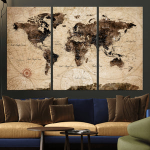 World Map Wall Art Canvas Print