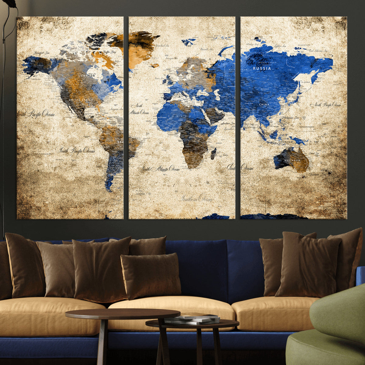 World Map Canvas Print – Colorful Abstract Travel Map,