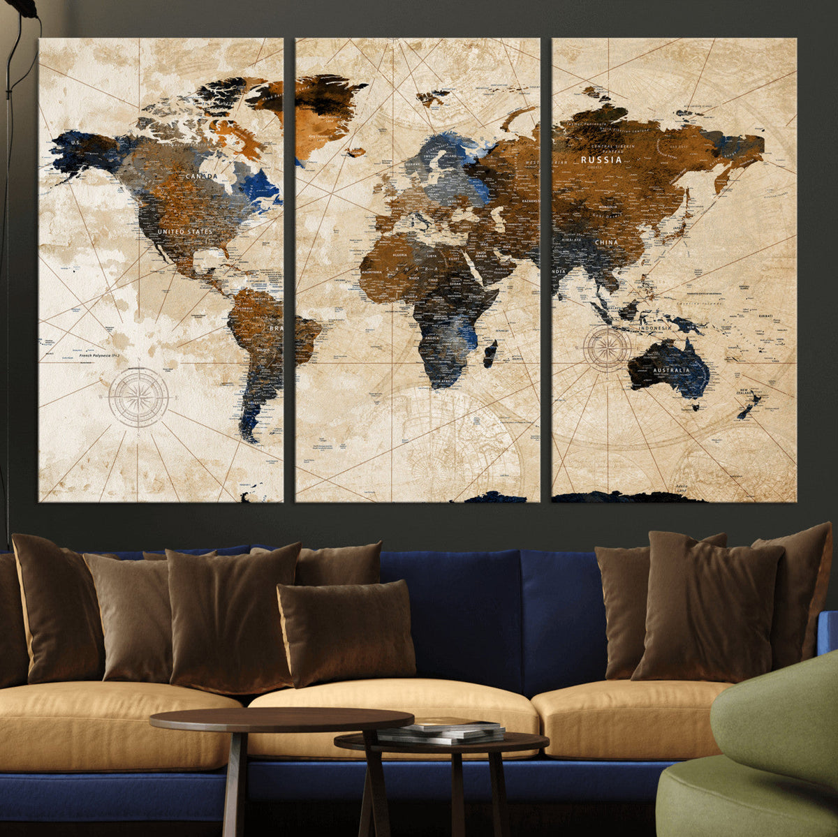 World Map Canvas Print – Framed Travel Map Wall Art for