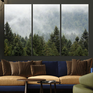 Misty Mountain Forest Wall Art Canvas Print