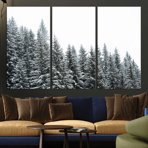 Misty Mountain Forest Canvas Print, Foggy Pine Trees Nature
