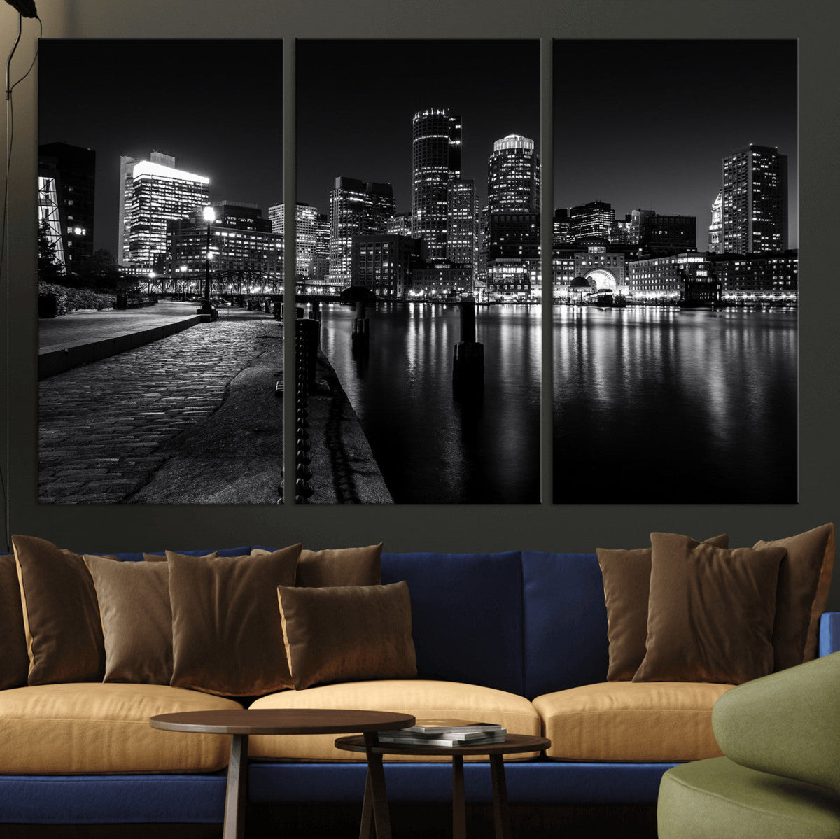 Boston Wall Art Canvas Print, Boston City Downtown Night