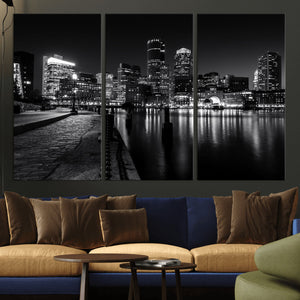 Boston Wall Art Canvas Print, Boston City Downtown Night