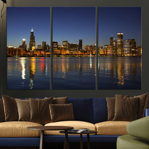Chicago Wall Art Canvas Print - Chicago City Downtown Night