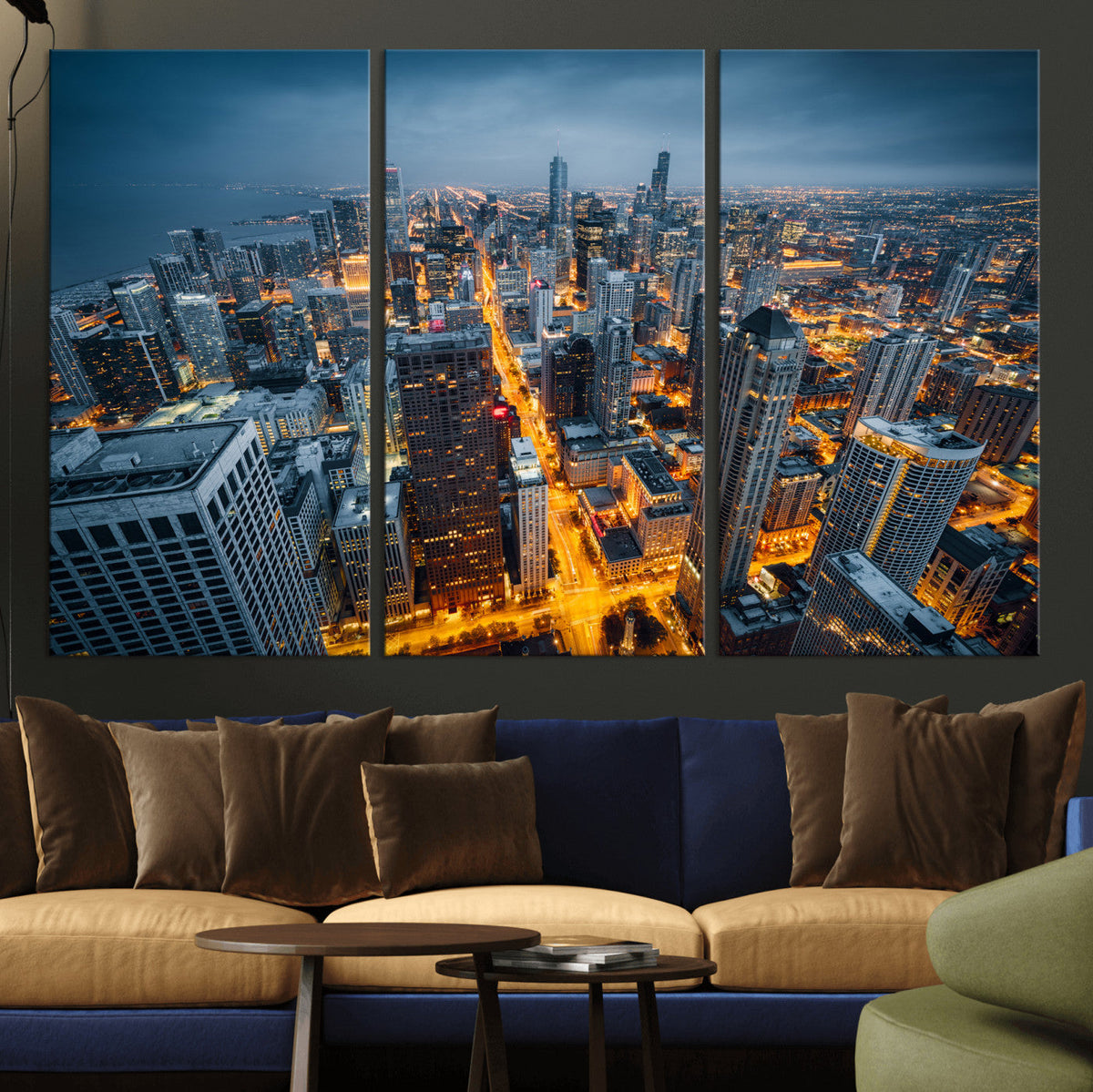 Chicago Wall Art Canvas Print - Chicago City Downtown Night
