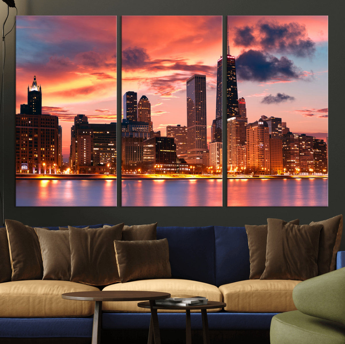 Chicago Wall Art Canvas Print - Chicago City Downtown Night