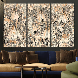 Native American Indian Wall Art Canvas Print - Abstract