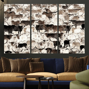 Abstract Texas Longhorn Print - Longhorn Herd Print for