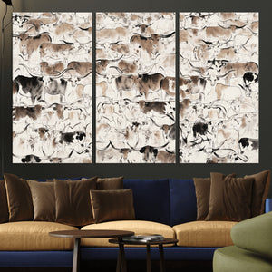 Abstract Texas Cow Canvas Print for Cabin and Western Home