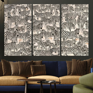 Abstract Zebra Wall Art Canvas Print for Farmhouse Decor
