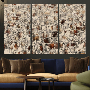 Abstract Longhorn Wall Art Canvas Print - Farm Animal