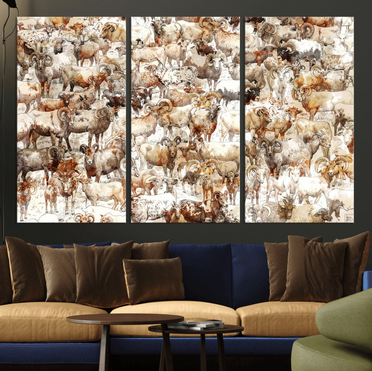 Farmhouse Bighorn Sheep Wall Art Canvas Print - Abstract